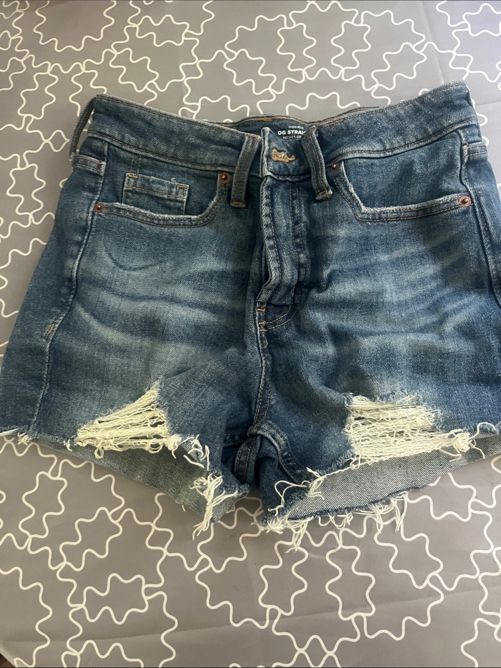 Old Navy OG straight Frayed Blue Denim Jean Shorts - Picture 2 of 3